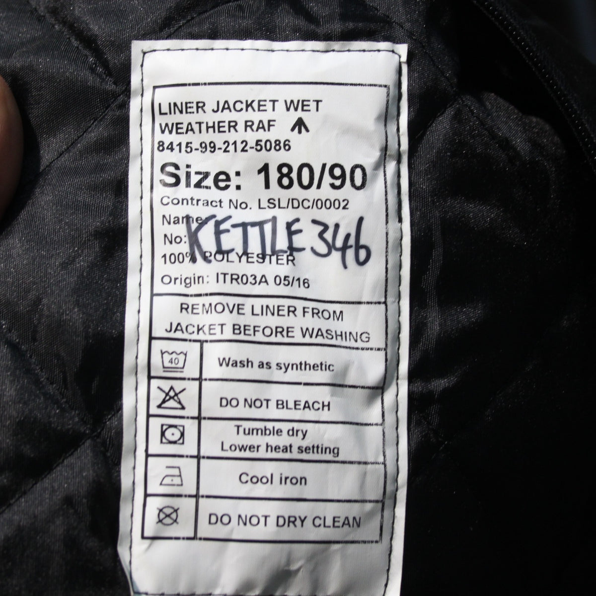 Genuine Surplus British RAF Wet Weather Jacket Quilted Liner Black  (3716)
