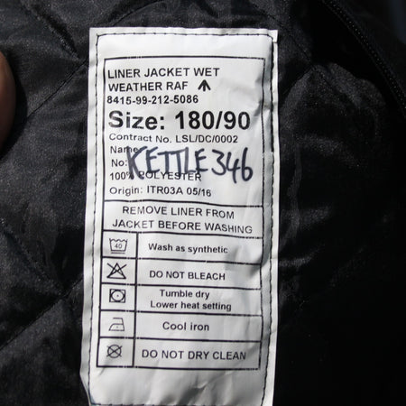 Genuine Surplus British RAF Wet Weather Jacket Quilted Liner Black  (3716)