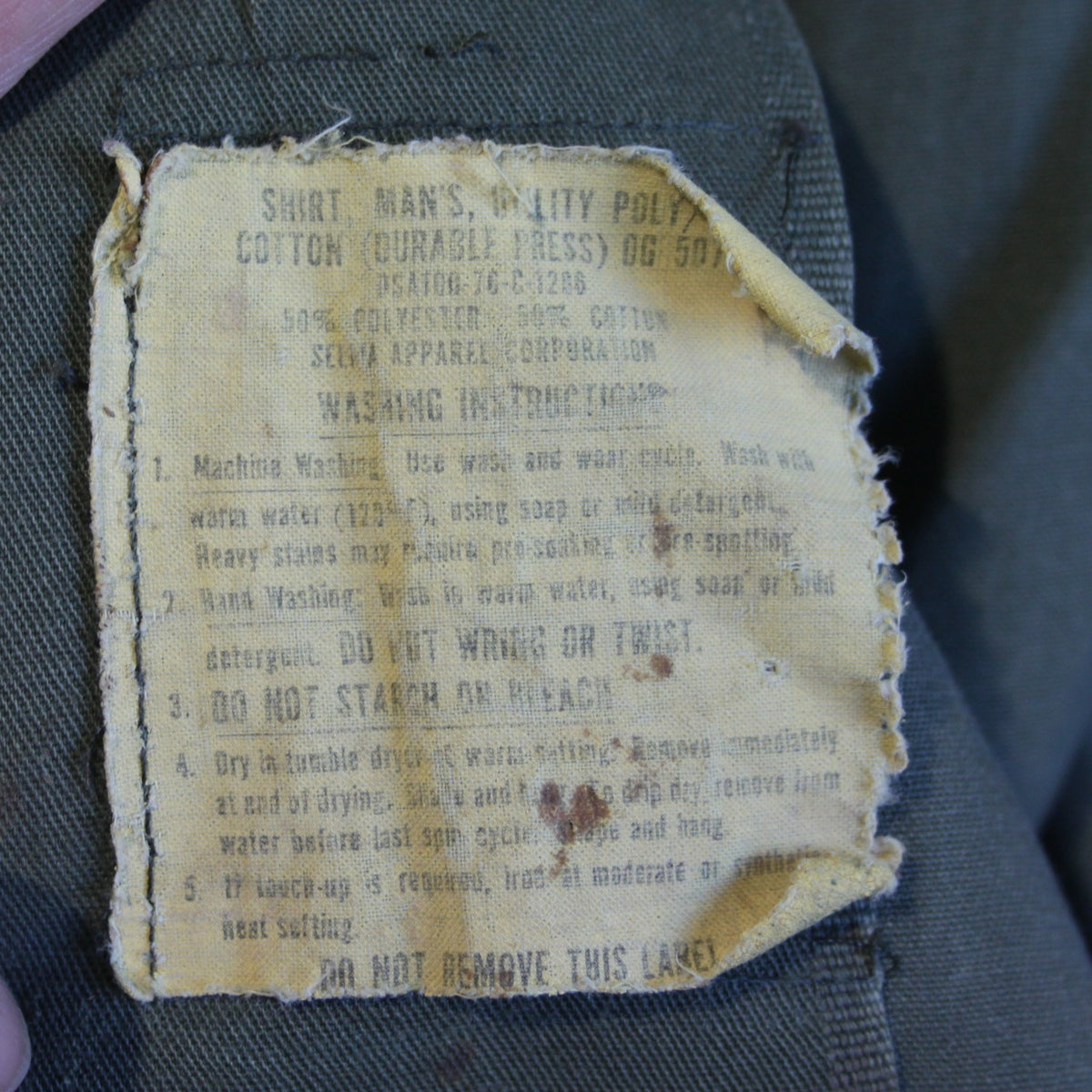 Vintage US Army Shirt Badged Olive Utility Shirt Genuine Surplus 38-40"  (4130