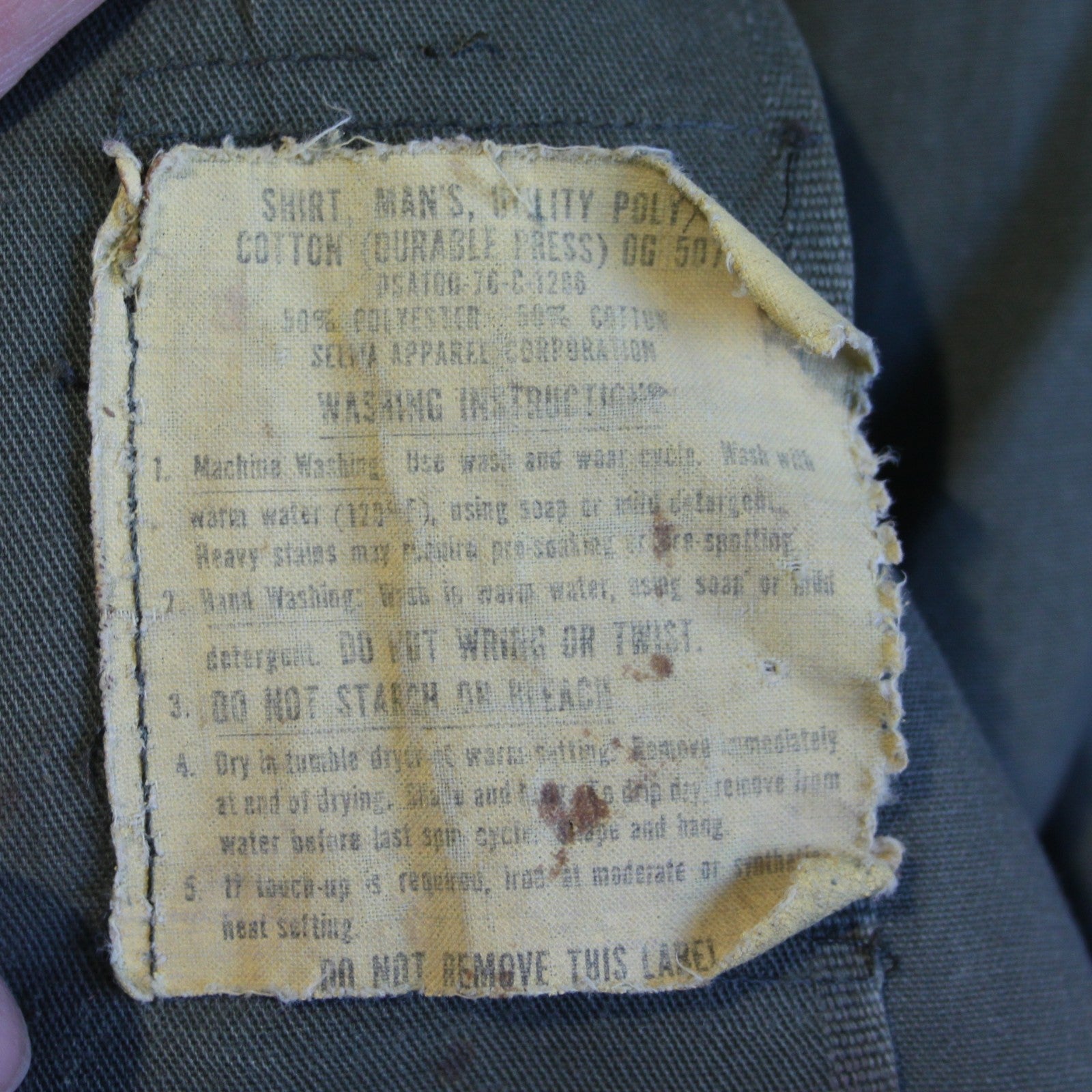 Vintage US Army Shirt Badged Olive Utility Shirt Genuine Surplus 38-40"  (4130