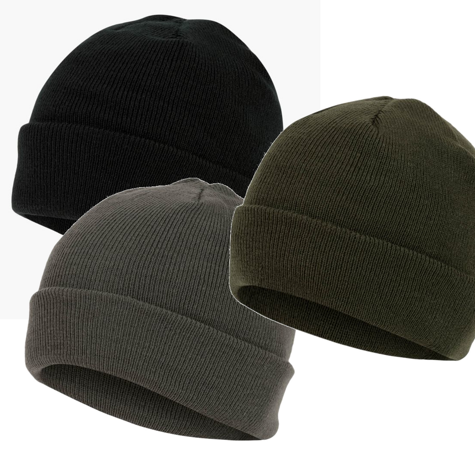Knitted Hat Watch Cap Thermal Thinsulate Winter Bob Hat Warm Beanie Green Black