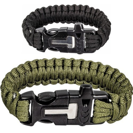 Paracord Bracelet Wristband With Flint & Steel Fire Striker / Starter Survival B