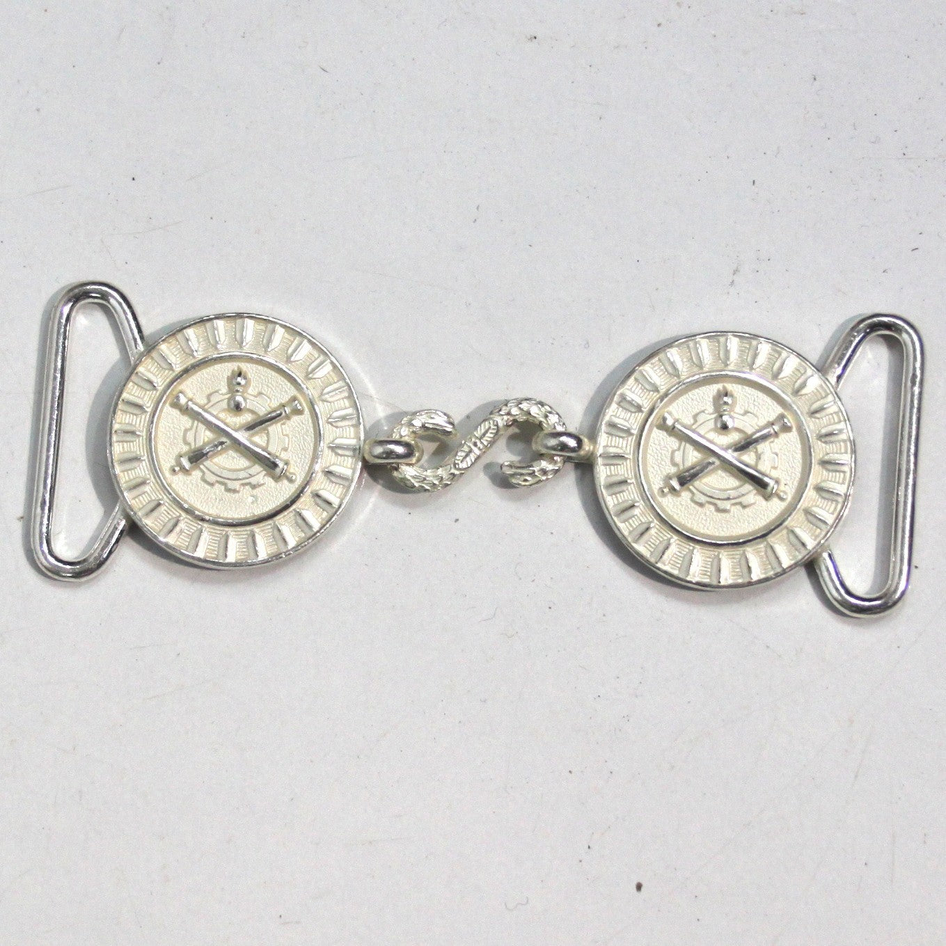 NEW French Military Snake Belt Buckle Silver White Metal Genuine Surplus (3984