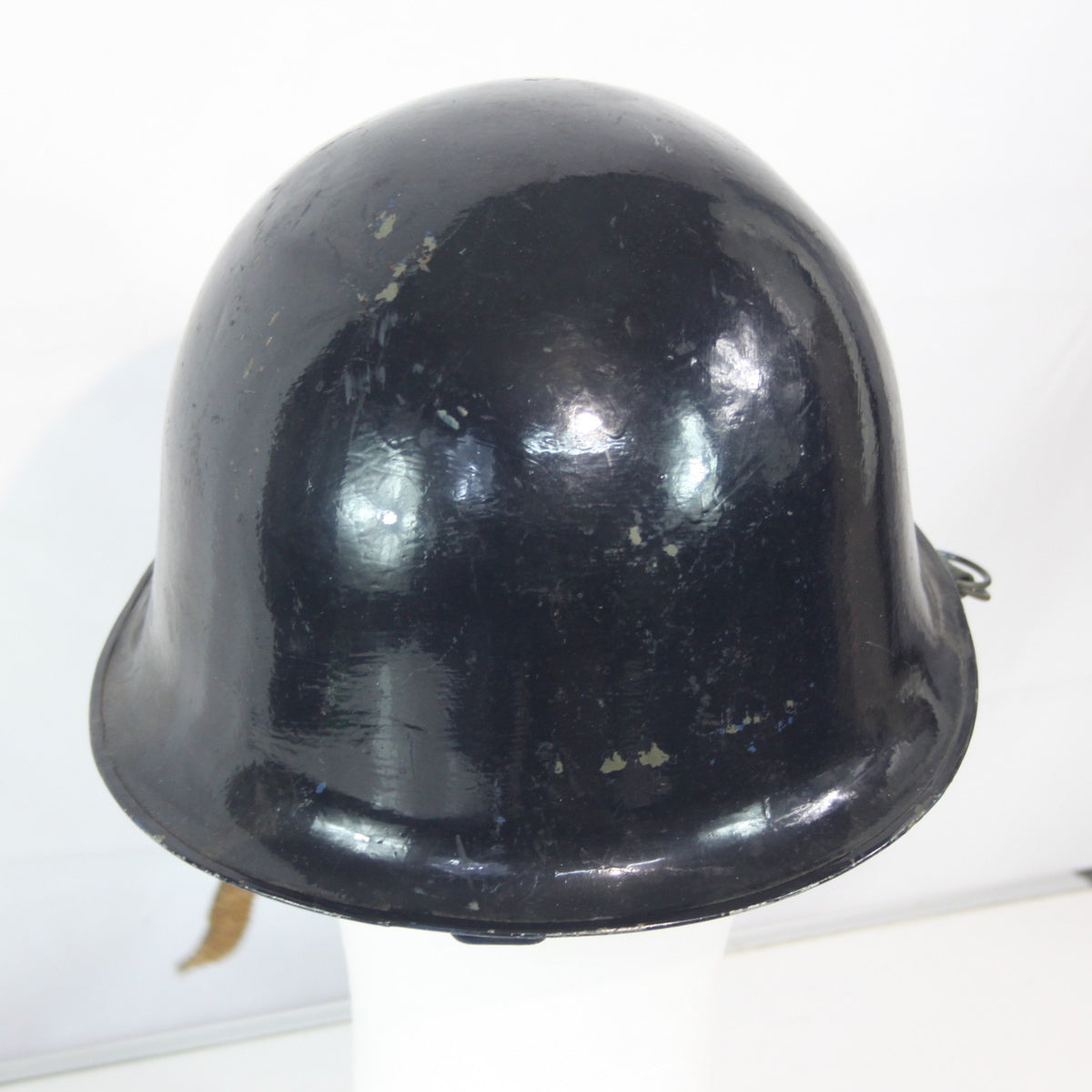 Vintage French Police Riot Helmet Gendarme Blue Steel Missing Strap (3943)