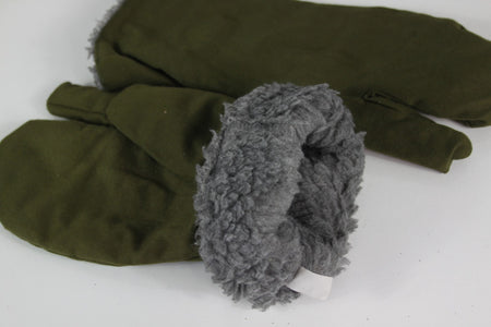 Genuine Surplus Czech Fur Lined Mittens Gloves Winter Cold Weather Olive Green