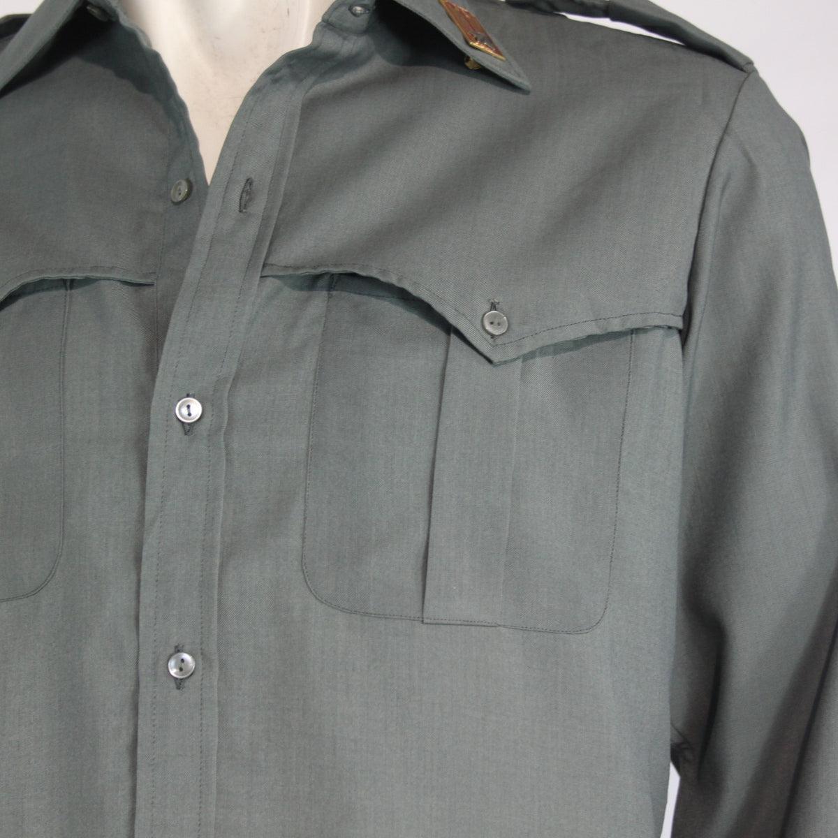Genuine Surplus Italian Police Shirt with One Lapel Badge Green Grey 15.5"(4101)