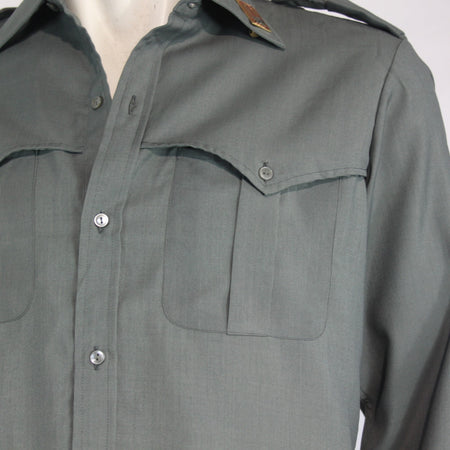 Genuine Surplus Italian Police Shirt with One Lapel Badge Green Grey 15.5"(4101)