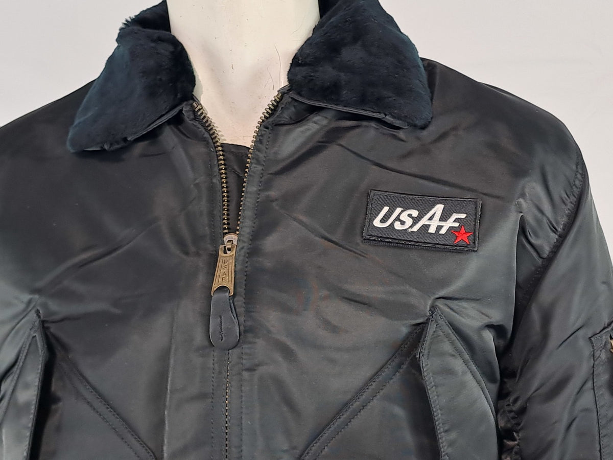 Highlander MA2 Bomber Jacket Faux Fur Collar Padded Quilted Black USAF Small