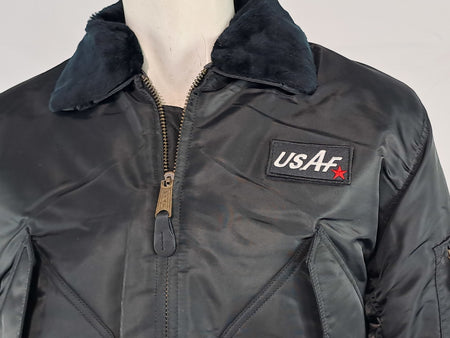 Highlander MA2 Bomber Jacket Faux Fur Collar Padded Quilted Black USAF Small