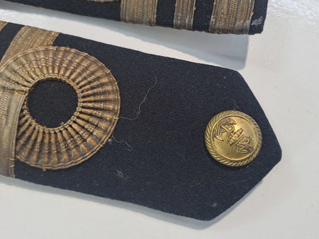 Genuine Surplus British Royal Navy Overcoat Epaulette Rank Slides Antique (2635)