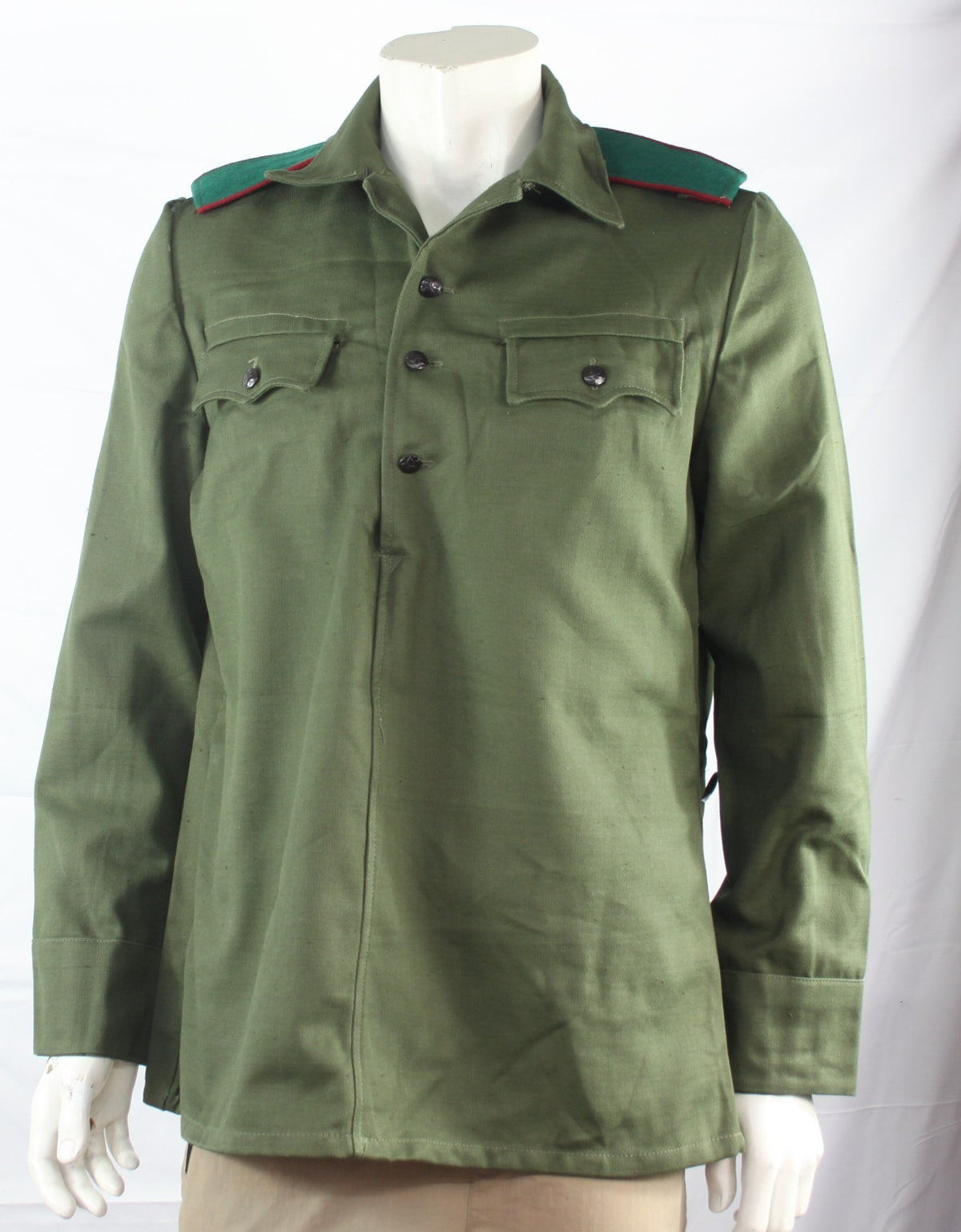 Genuine Surplus Bulgarian 3 Button Shirt olive Green Contrast Epaulettes (4273)