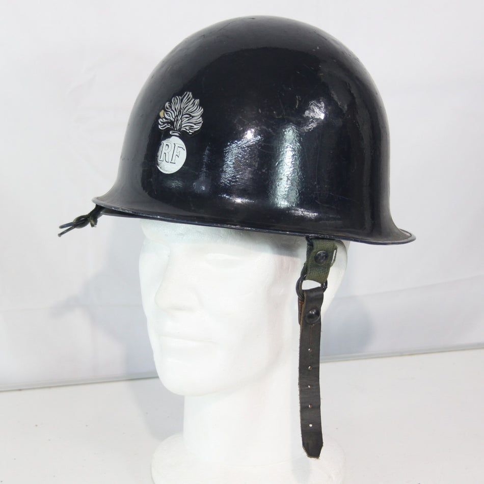 Vintage French Police Riot Helmet Gendarme Blue Steel Missing Strap (3943)