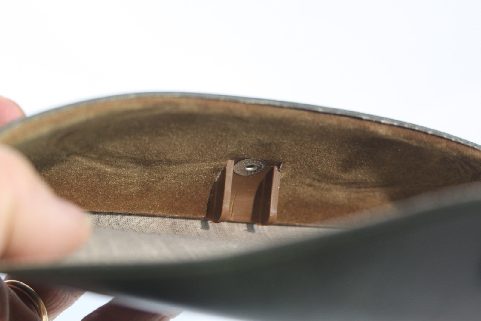 1970's Vintage Green Faux Leather Sunglasses Spectacle Case Military Issue (3988