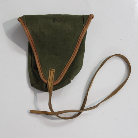 Genuine Surplus French Army Canvas Pouch Vintage Leather Trim (3467)