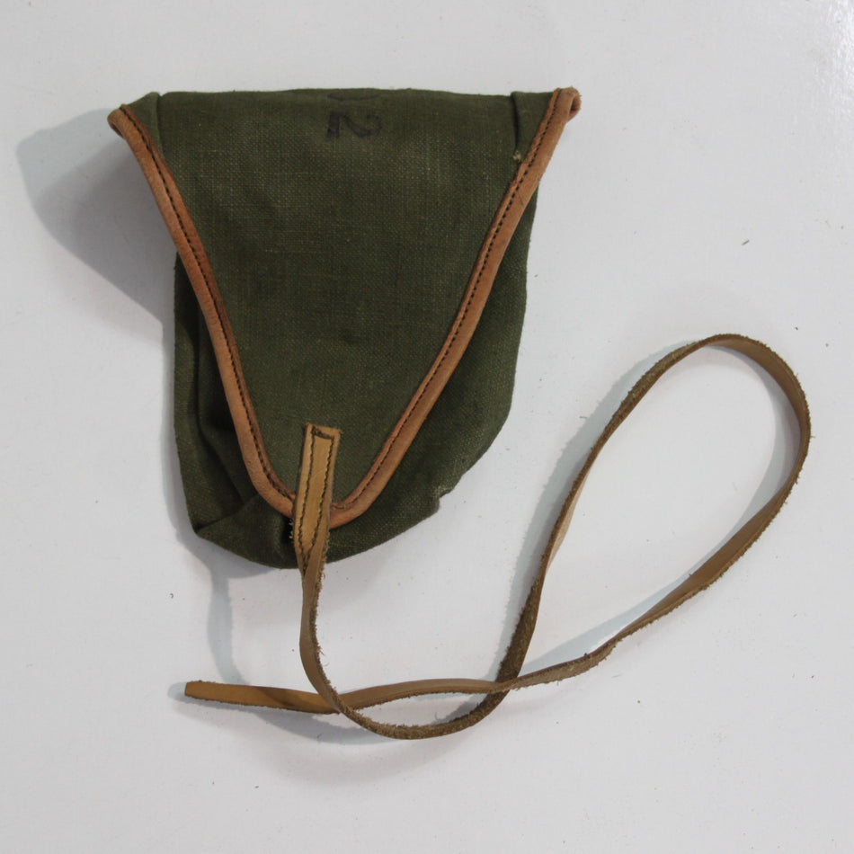 Genuine Surplus French Army Canvas Pouch Vintage Leather Trim (3467)