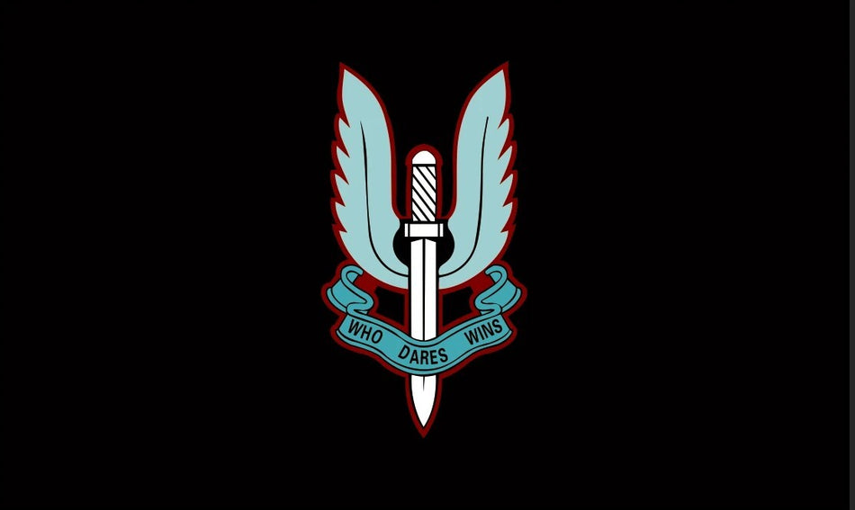 Special Air Service Printed Polyester Flag 5'x3' British Army Regiment Black