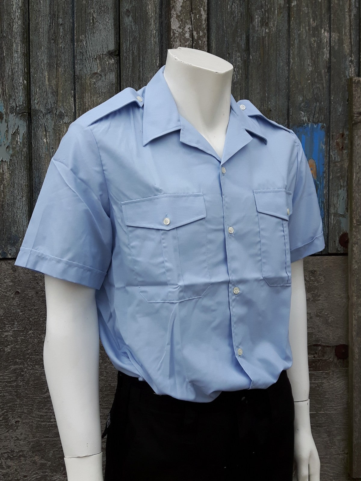 Genuine Surplus French Fleet Air Arm Airforce Short Sleeve Shirt Pale Blue NEW
