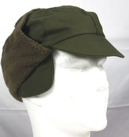 Genuine Surplus Dutch Ex Army Winter Hat Fur-lined Olive Peaked Thermal Warm