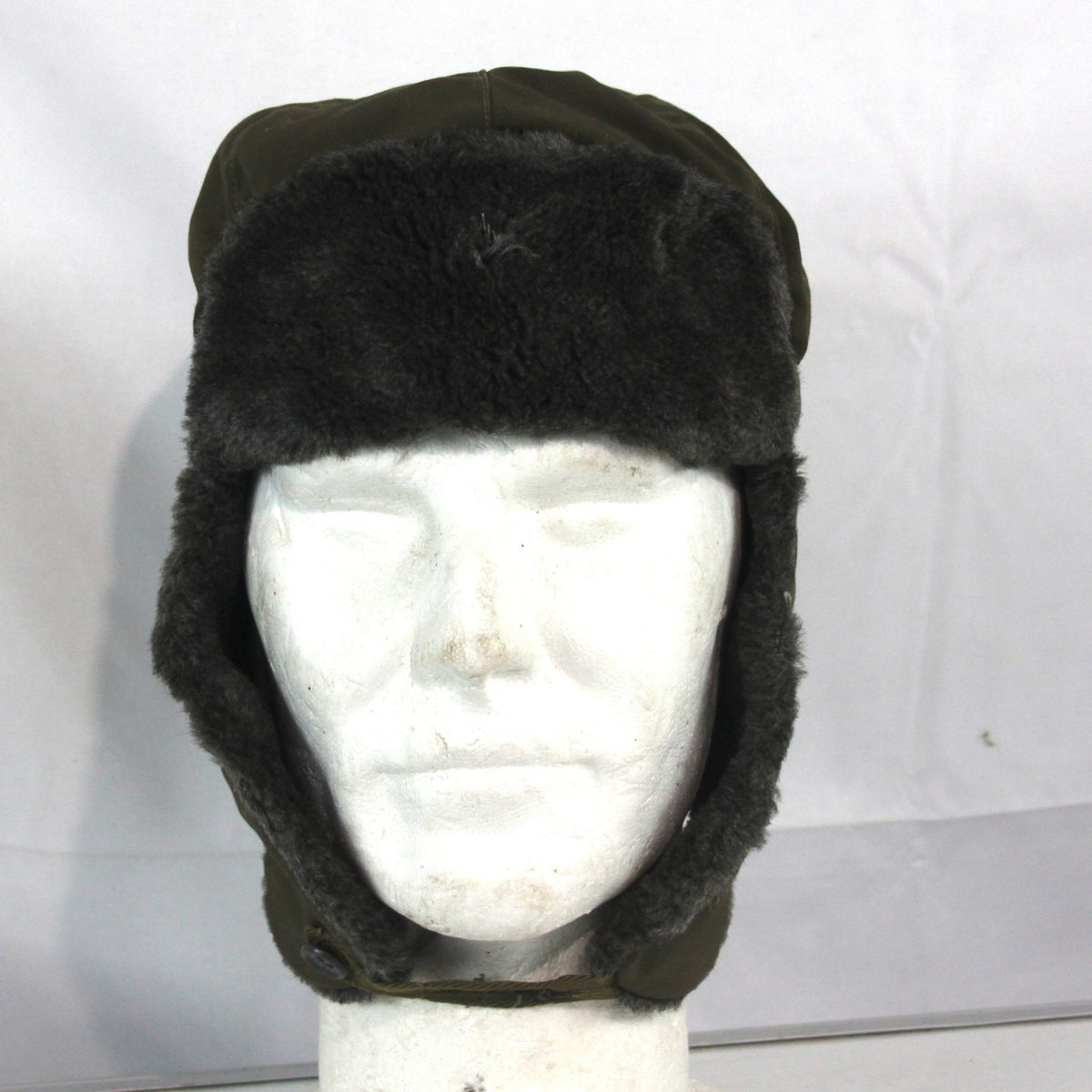 Vintage Winter Hat Faux Fur Lined Army Issue Genuine Surplus Damaged (4403)