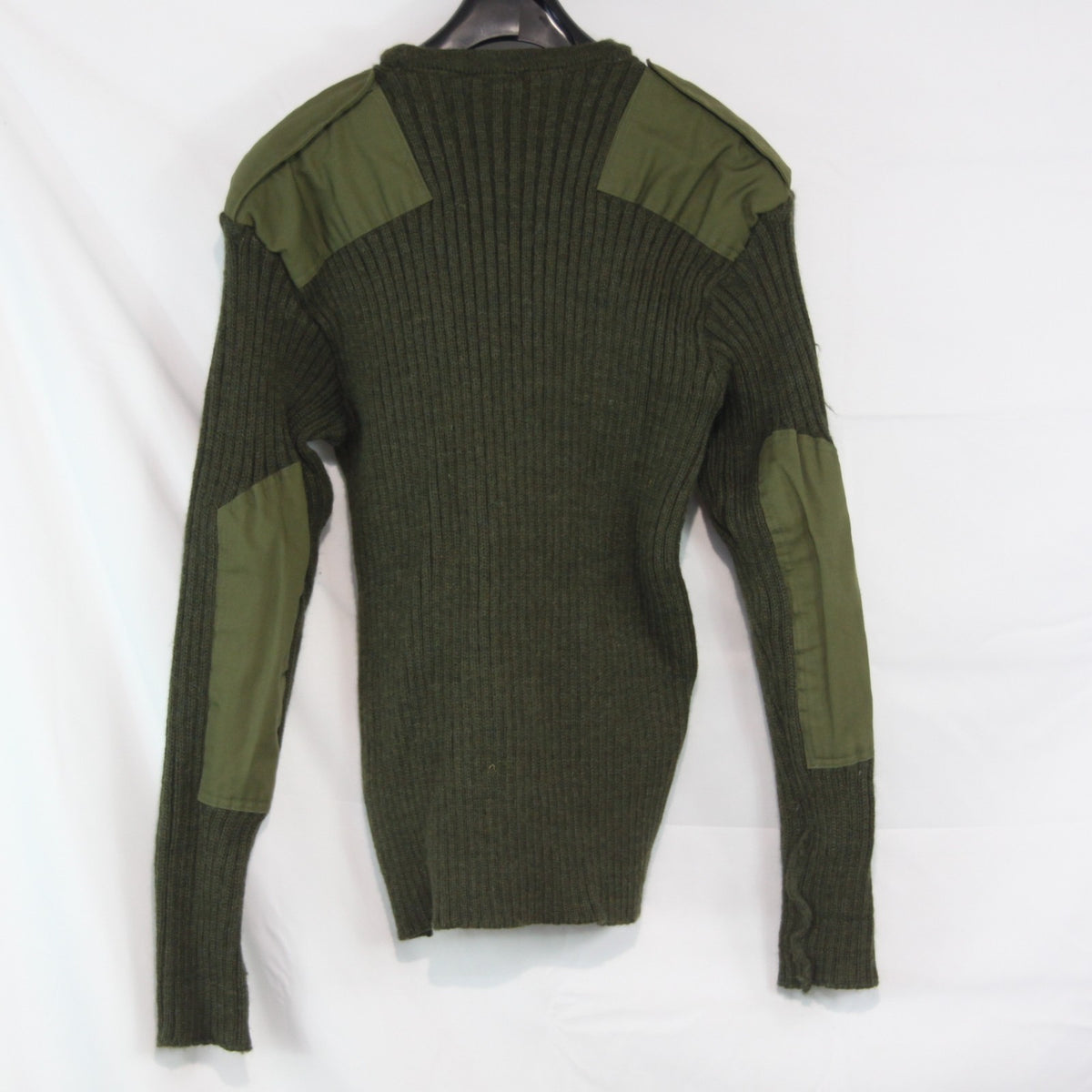 Army Style Heavyweight Jumper Olive Green Military 100% Wool Repaired 42" (1609)