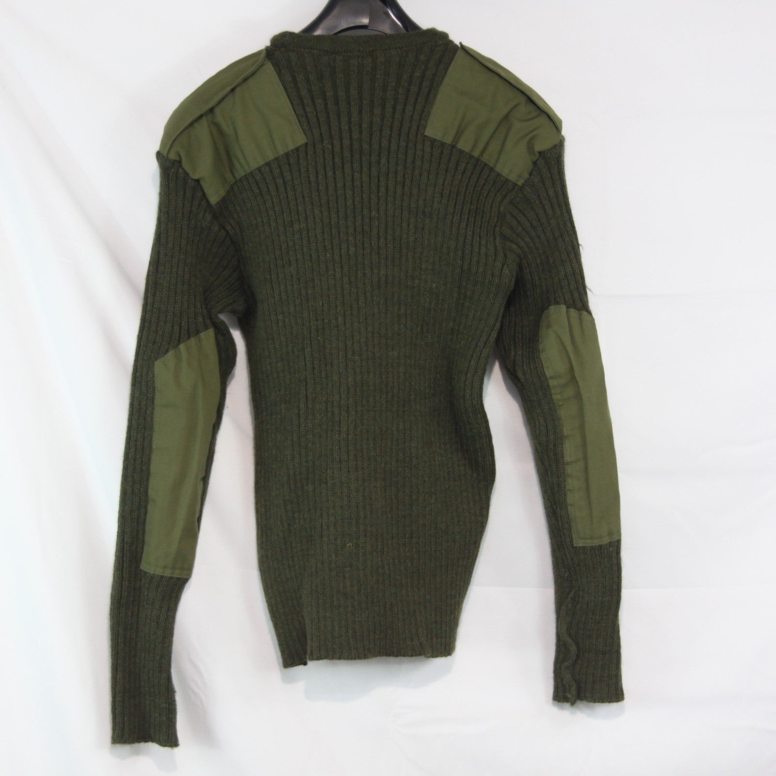 Army Style Heavyweight Jumper Olive Green Military 100% Wool Repaired 42" (1609)