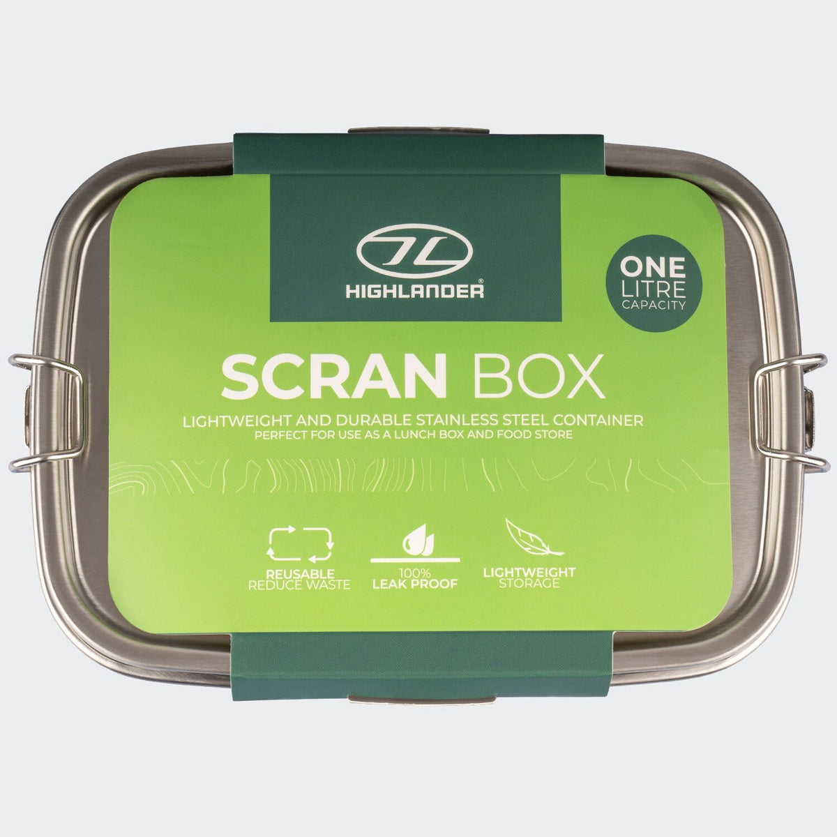 Highlander Stainless Steel Scran Box Lunch Box Tin Bento Box Metal Strong 1 Litr