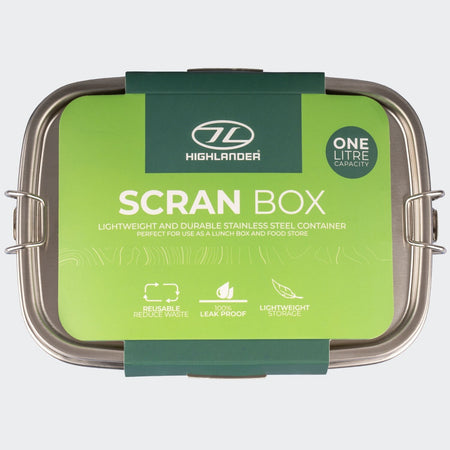 Highlander Stainless Steel Scran Box Lunch Box Tin Bento Box Metal Strong 1 Litr