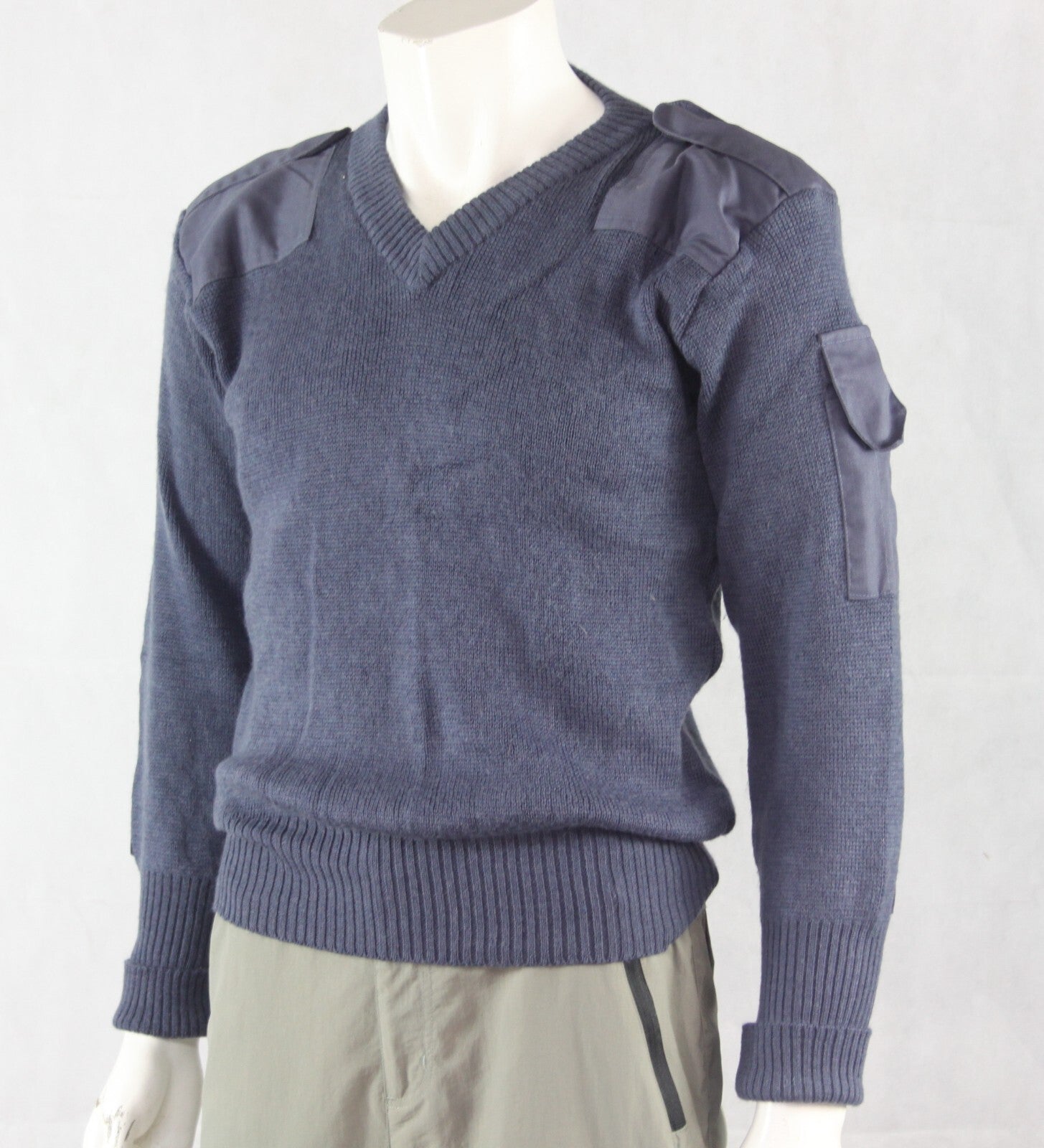 Genuine Surplus British RAF Wool Jumper V Neck Blue Surplus Loose Fit