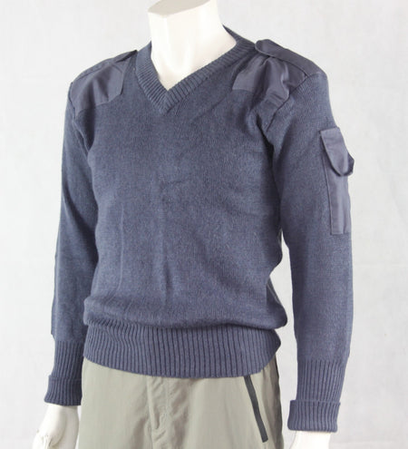 Genuine Surplus British RAF Wool Jumper V Neck Blue Surplus Loose Fit