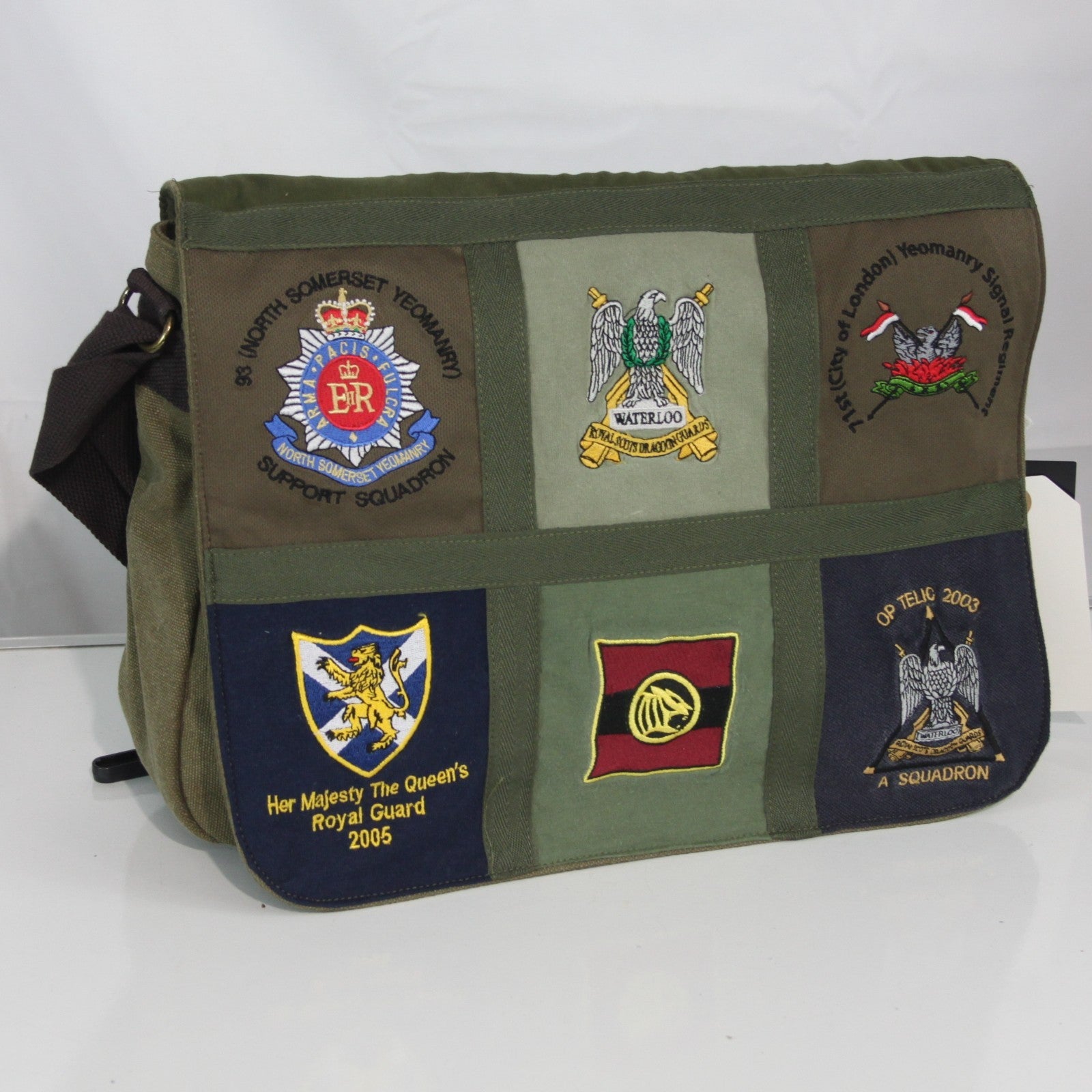 Upcycled Army T-Shirt Badges Made into Exclusive Messenger Bag Military (4467)