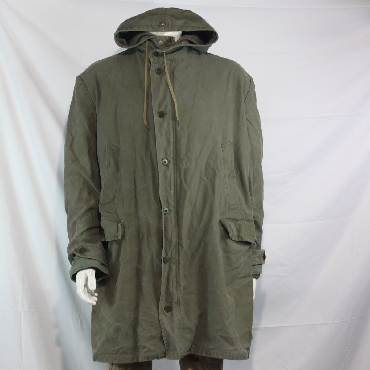 Vintage German Army Olive Parka Genuine Surplus Winter Coat Lined 44-46" (3810)