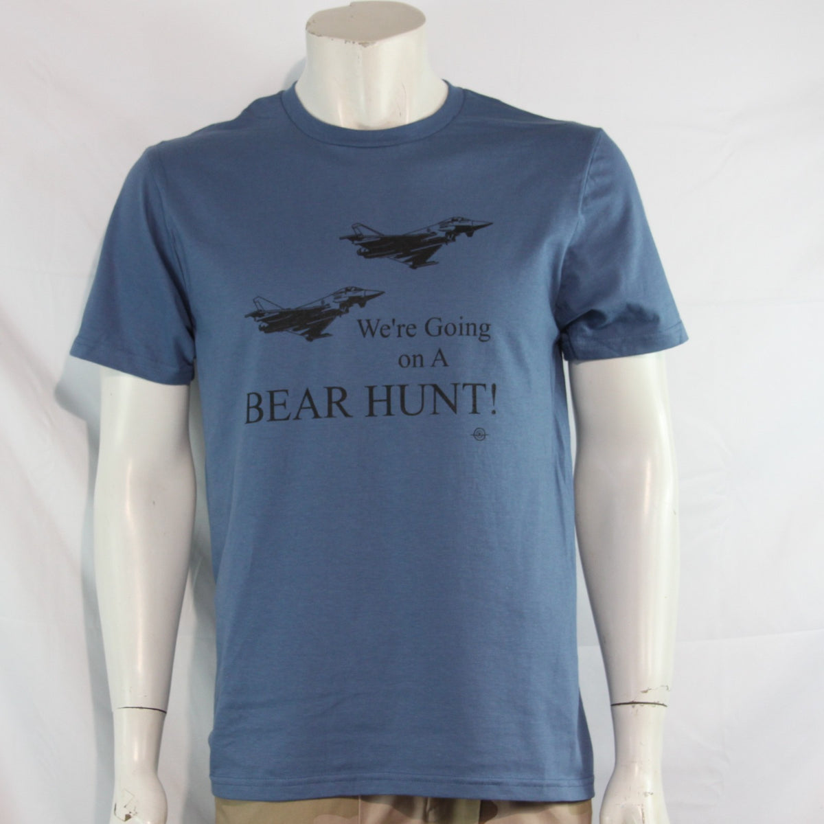 Typhoon Bear Hunt Exclusive Printed T-Shirt Mens Warbird Print Denim Blue