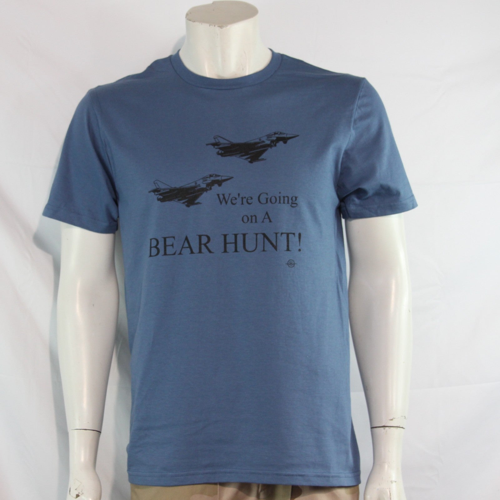 Typhoon Bear Hunt Exclusive Printed T-Shirt Mens Warbird Print Denim Blue