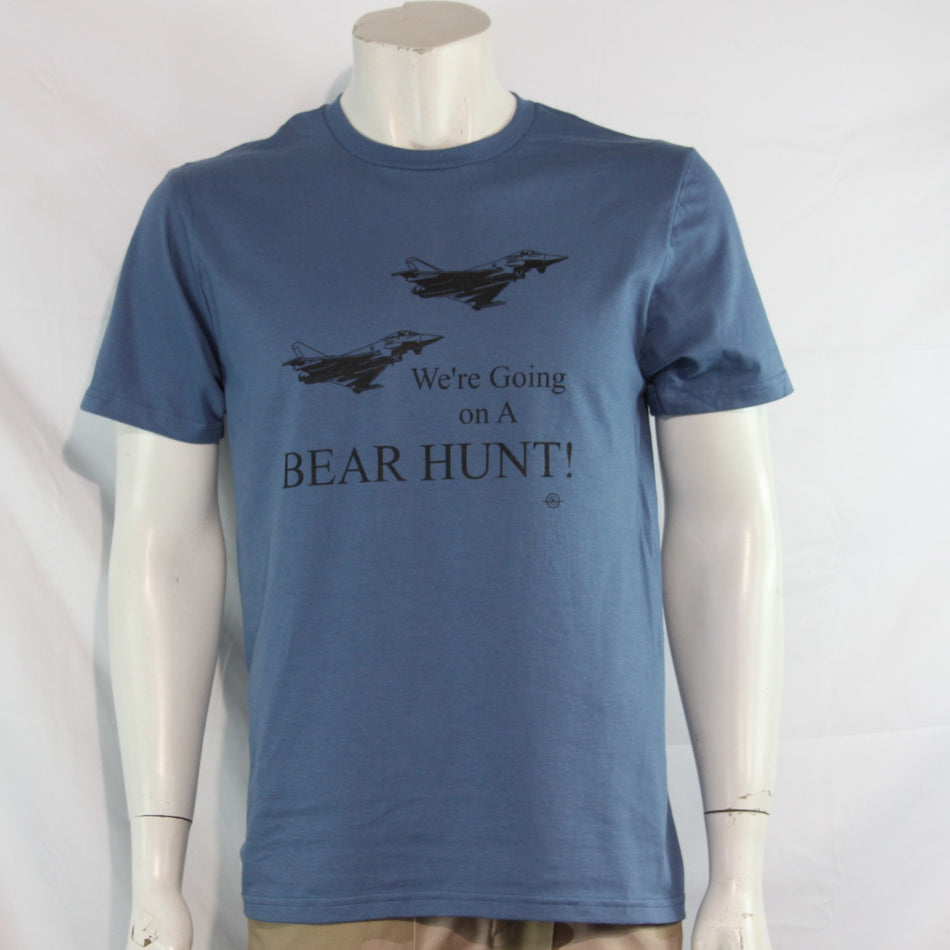 Typhoon Bear Hunt Exclusive Printed T-Shirt Mens Warbird Print Denim Blue