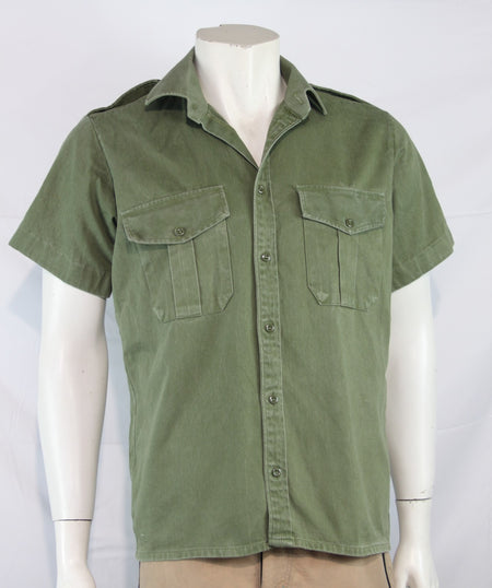 Genuine Surplus Vintage Army Cotton Working Shirt Olive Green Short Sleeve (1996