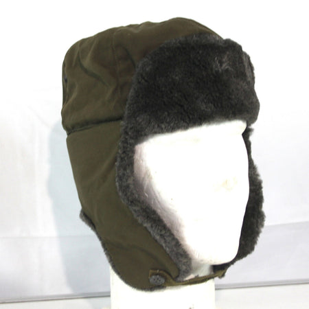 Vintage Winter Hat Faux Fur Lined Army Issue Genuine Surplus Damaged (4403)