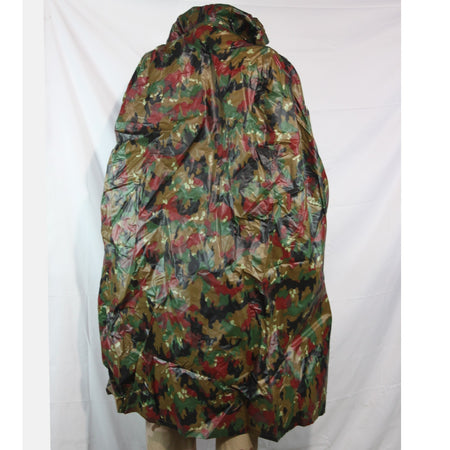 Swiss Army Poncho Cape Waterproof Rubberised Camouflage Genuine Surplus (4242)