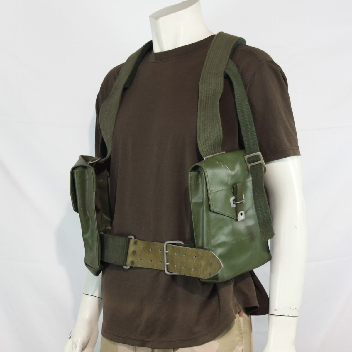 Genuine Surplus Swedish Partial Webbing Set 2 Pouches Belt & Yoke Military 3328