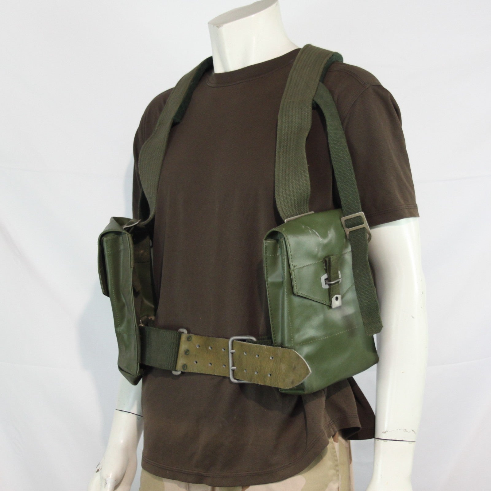 Genuine Surplus Swedish Partial Webbing Set 2 Pouches Belt & Yoke Military 3328