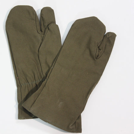 Wool Felt Lined Army Mittens Genuine Surplus Olive Canvas Size Large (3917)