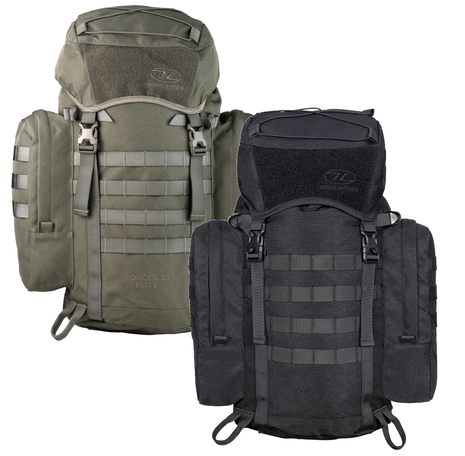 Highlander Forces Elite 33L Rucksack Black Green Tactical Bag Pack MilitaryStyle