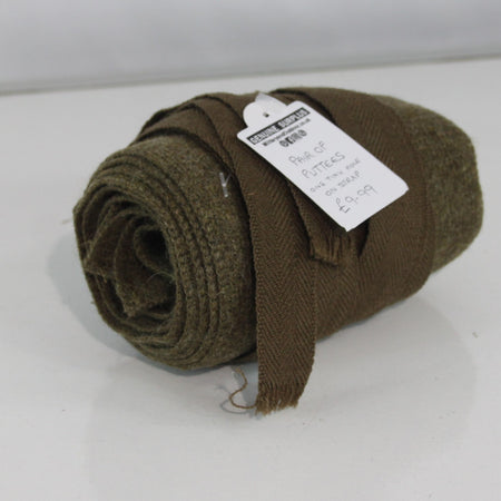 Genuine Surplus Vintage British Army Wraparound Fabric Strip Putties w Ties3633