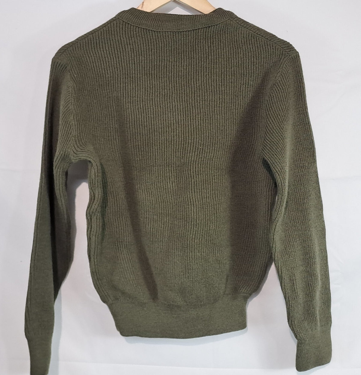 Genuine Surplus French Military Army V- Neck Jumper Olive 55% Wool 38" (2707)