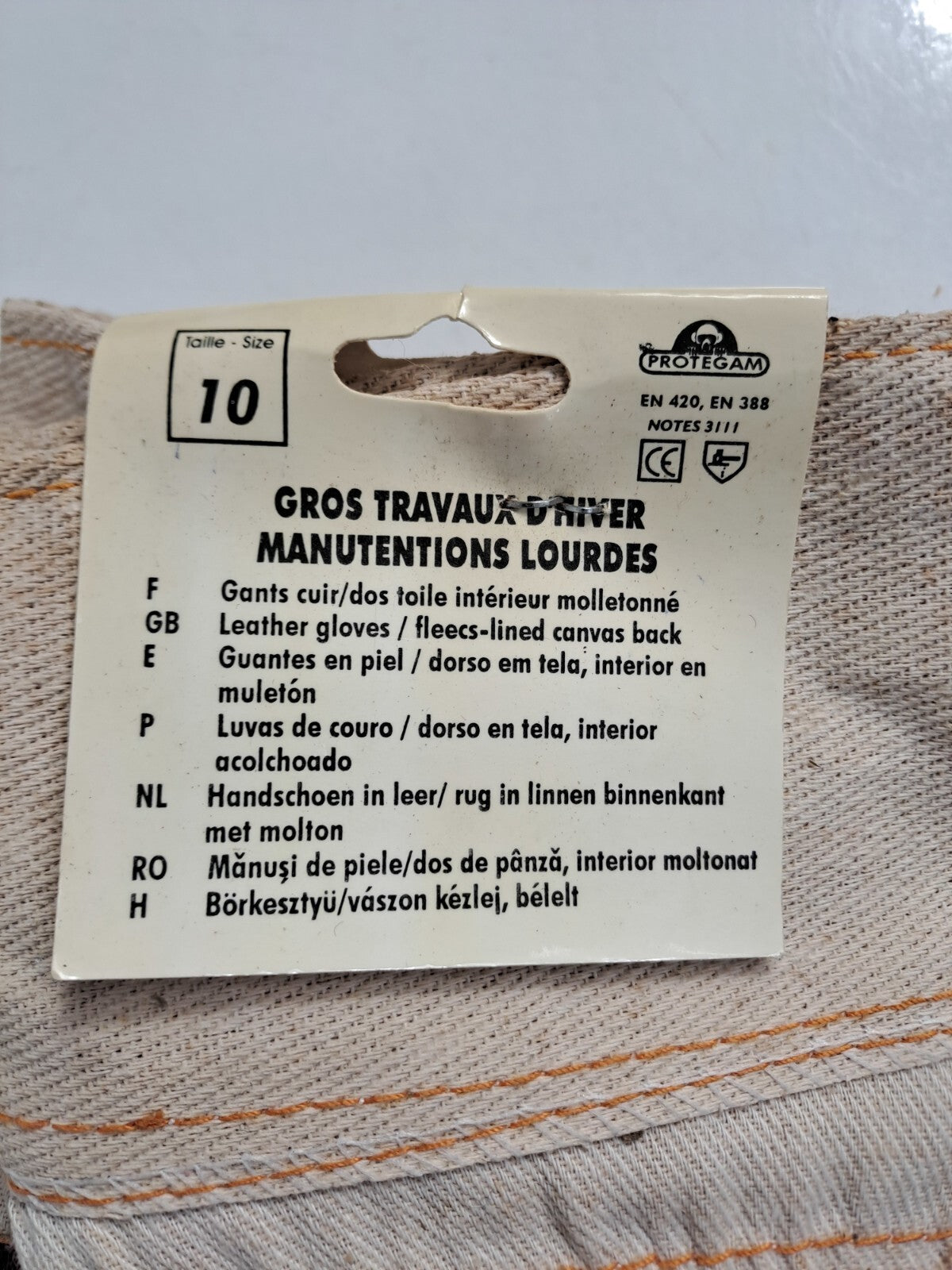 Genuine Surplus Leather Palm Work Gloves -Size 10 (1884)