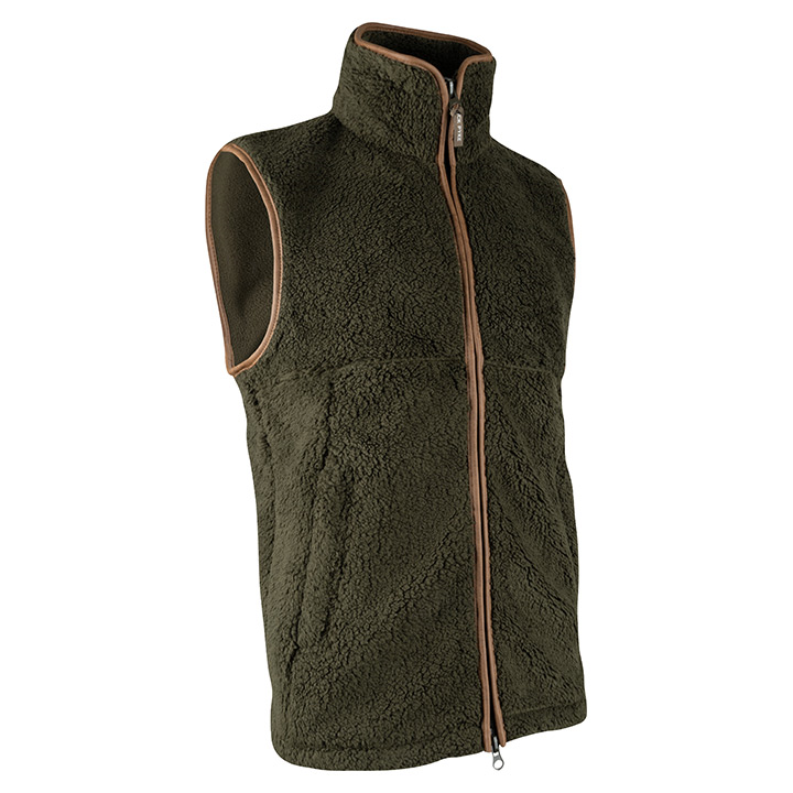 ED Jack Pyke Countryman Chunky Fleece Gilet Double Zip Front Waistcoat Olive