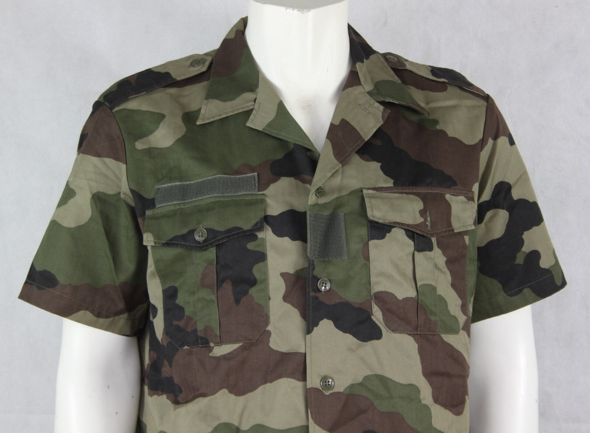 Genuine Surplus French Army Short Sleeve Shirt Warm Weather CCE Camouflage wood