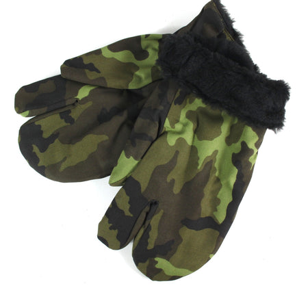 Genuine Surplus  Czech Winter Over Mittens Gloves Faux Fur Lined Camo Camouflage