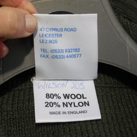V-Neck Army Style Sample Jumper 80% Wool Olive 38" Chest Short (4062)