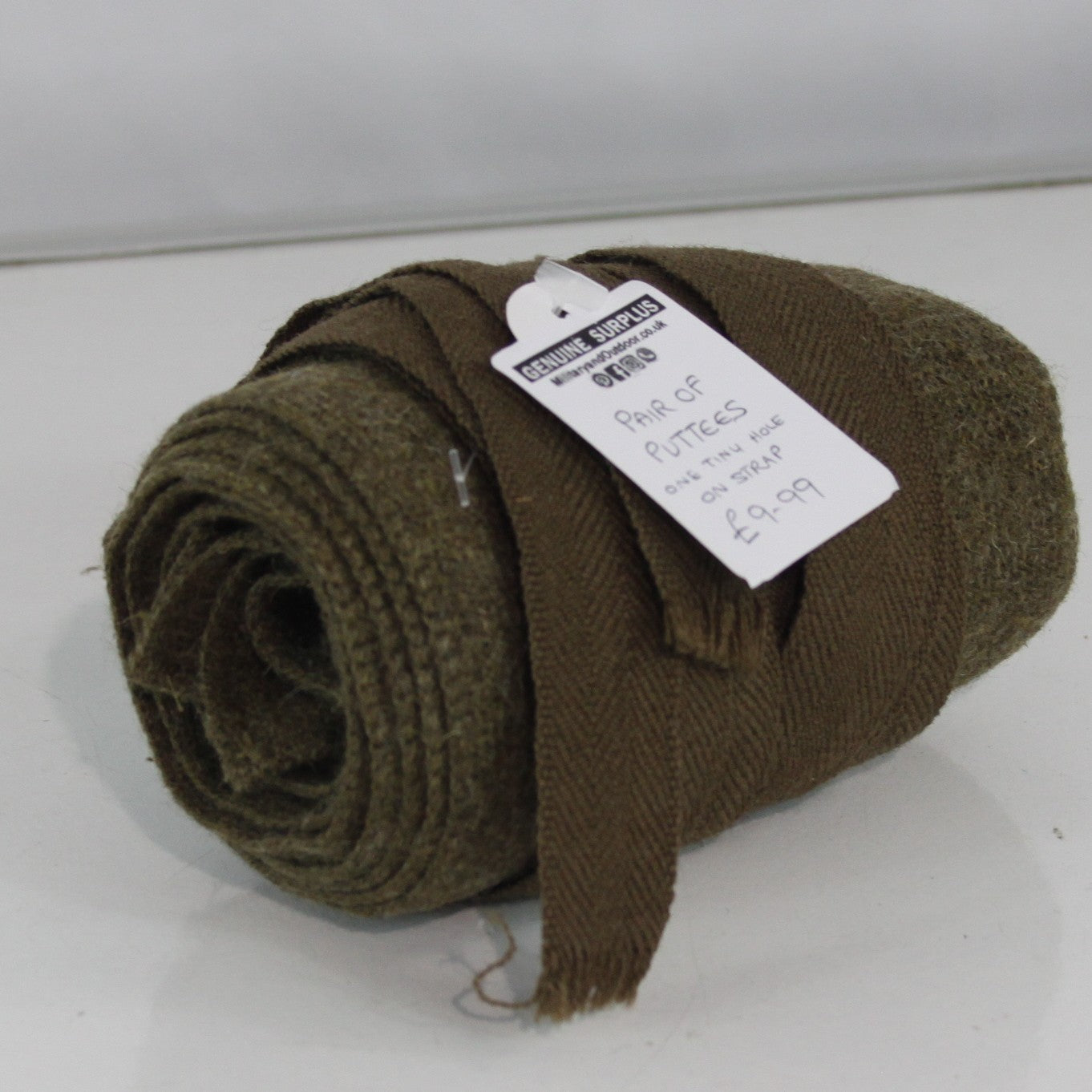 Genuine Surplus Vintage British Army Wraparound Fabric Strip Putties w Ties3633
