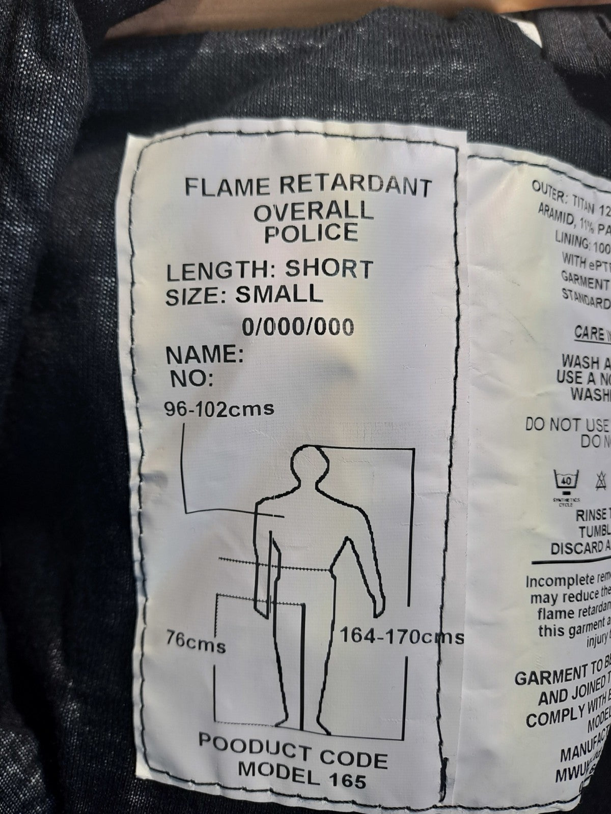 Genuine Surplus British Police FR Overall Fully Lined Padded Knees G2 2584